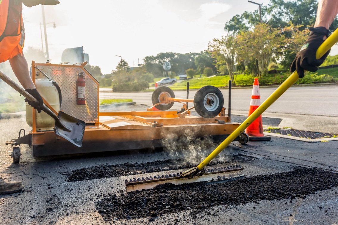 Hot mix asphalt is superior for patching potholes